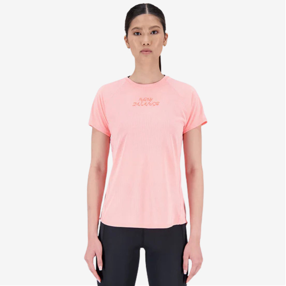 Camiseta New Balance Impact Run Sleeve Pomelo