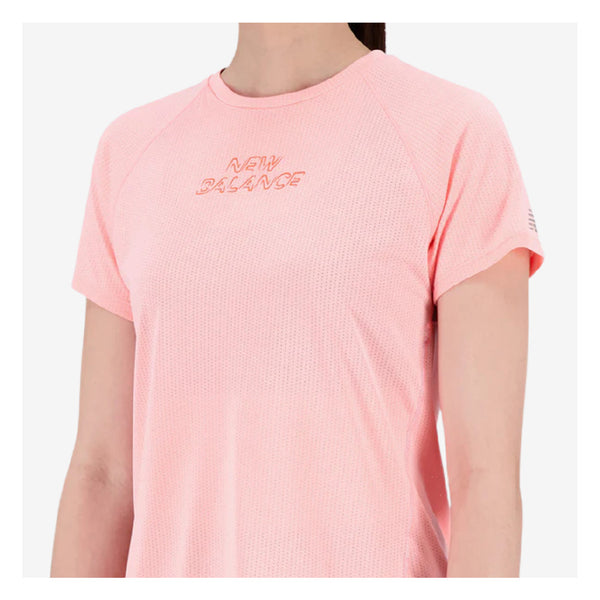 Camiseta New Balance Impact Run Sleeve Pomelo