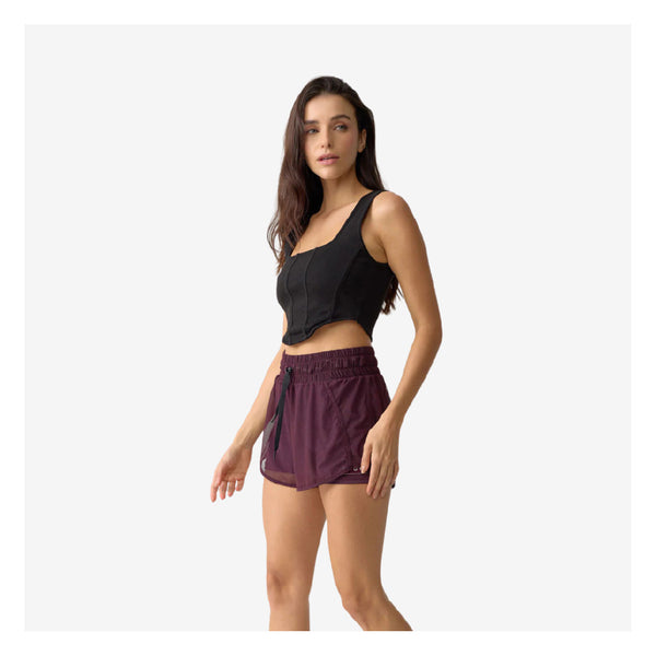 Short Hibiscus Mesh Plum